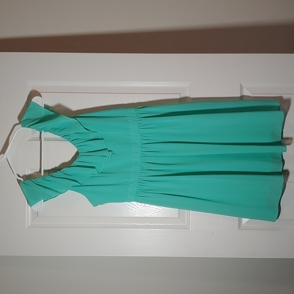UO Los Angeles Seafoam Green Ruffle Sleeve Dress Size L - Picture 1 of 6